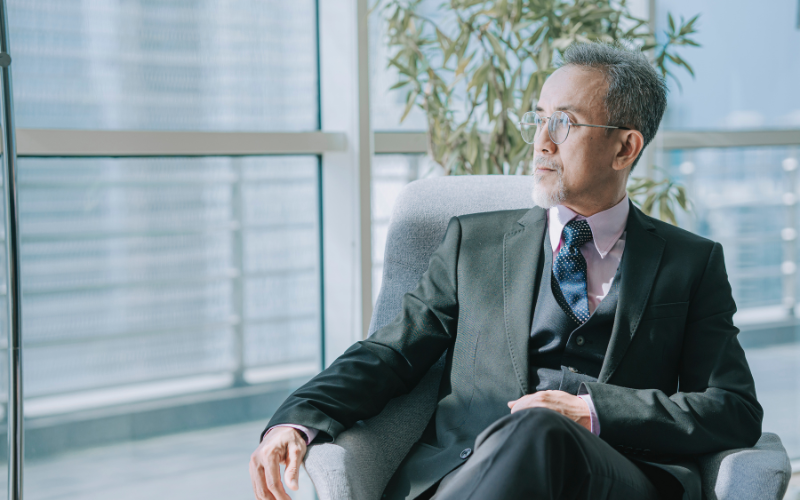 Businessman sitting on sofa